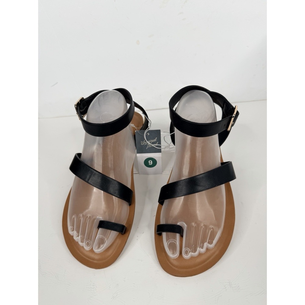 Universal Thread Black Flat Sandals Ankle Strap W… - image 2